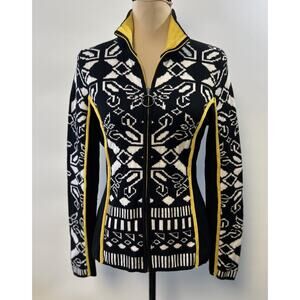 Icelandic Design Cardigan Womens Med Merino Wool Full Zip Preppy Soft Ski Cozy